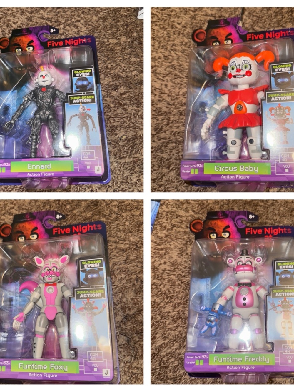 FNAF Jazwares Jumpscare Figure Set of 4 Foxy, Circus Baby, Ennard, & Freddy